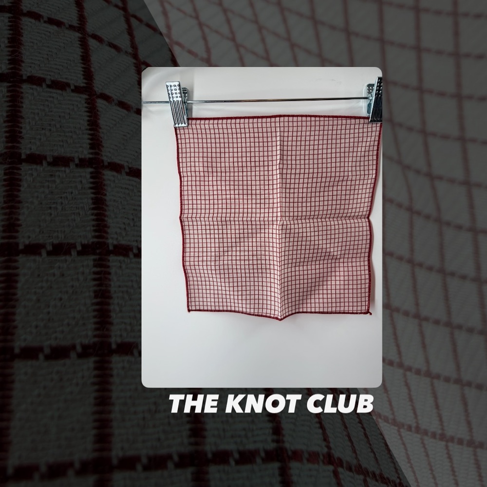 EUC The Knot Club Two Tone Check Pocket Square